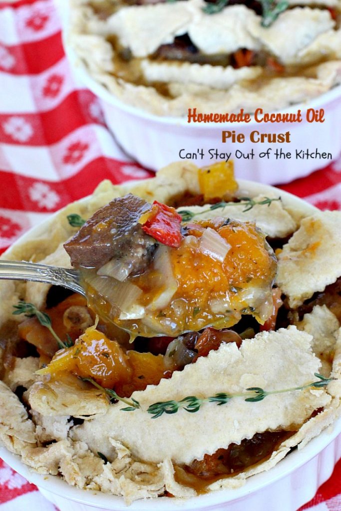 Homemade Coconut Oil Pie Crust | Can't Stay Out of the Kitchen | delicious, flaky homemade #piecrust recipe without using shortening. #CoconutOil is a great alternative. Includes step-by-step pictures. #pie