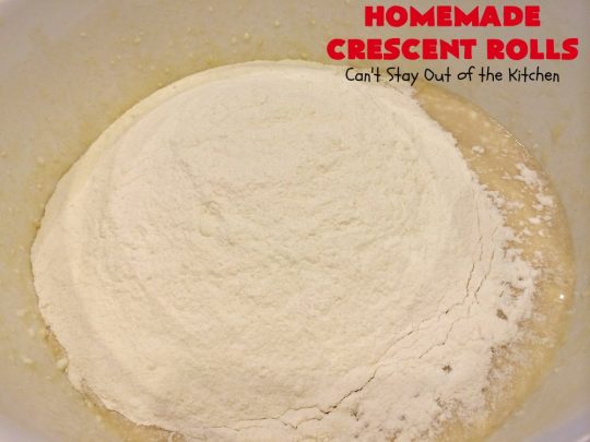 Homemade Crescent Rolls | Can't Stay Out of the Kitchen | these fantastic homemade #dinnerrolls can be made up a week in advance & stored in the refrigerator before baking. That makes them perfect for #holidays like #Thanksgiving or #Christmas. Make the #recipe a few days ahead & then roll out & bake the day you need them! #crescentrolls #bread #rolls #baking #homemadecrescentrolls #homemadedinnerrolls