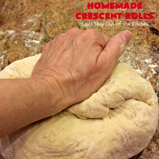 Homemade Crescent Rolls | Can't Stay Out of the Kitchen | these fantastic homemade #dinnerrolls can be made up a week in advance & stored in the refrigerator before baking. That makes them perfect for #holidays like #Thanksgiving or #Christmas. Make the #recipe a few days ahead & then roll out & bake the day you need them! #crescentrolls #bread #rolls #baking #homemadecrescentrolls #homemadedinnerrolls