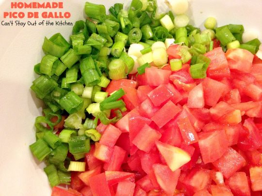 Homemade Pico de Gallo | Can't Stay Out of the Kitchen | fantastic #TexMex #appetizer. It's also terrific served over grilled chicken and fish or with salads, burritos or other #Mexican entrees. #GlutenFree #PicoDeGallo