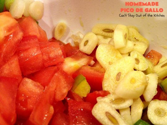 Homemade Pico de Gallo | Can't Stay Out of the Kitchen | fantastic #TexMex #appetizer. It's also terrific served over grilled chicken and fish or with salads, burritos or other #Mexican entrees. #GlutenFree #PicoDeGallo