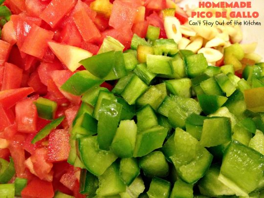 Homemade Pico de Gallo | Can't Stay Out of the Kitchen | fantastic #TexMex #appetizer. It's also terrific served over grilled chicken and fish or with salads, burritos or other #Mexican entrees. #GlutenFree #PicoDeGallo
