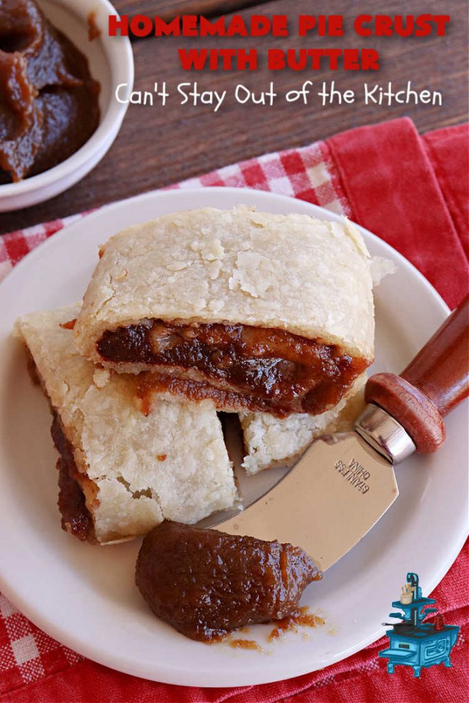 Homemade Pie Crust With Butter | Can't Stay Out of the Kitchen | this old-fashioned #PieCrust #recipe is flaky & delicious just like my Mom & Grandma used to make it. Instead of using #shortening, this recipe uses #butter. Great for savory #pies, #FruitPies or #PieCrustCinnamonRolls. #HomemadePieCrustWithButter
