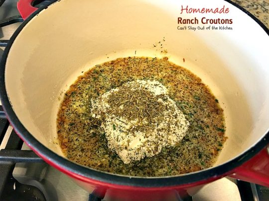 Homemade Ranch Croutons | Can't Stay Out of the Kitchen | these fabulous #glutenfree #croutons are made with #RanchDressingMix for spectacular flavor. Great with #soups or #salads.