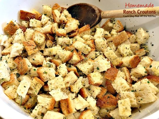 Homemade Ranch Croutons | Can't Stay Out of the Kitchen | these fabulous #glutenfree #croutons are made with #RanchDressingMix for spectacular flavor. Great with #soups or #salads.