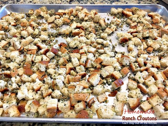 Homemade Ranch Croutons | Can't Stay Out of the Kitchen | these fabulous #glutenfree #croutons are made with #RanchDressingMix for spectacular flavor. Great with #soups or #salads.