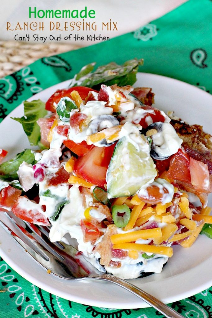 Homemade Ranch Dressing Mix | Can't Stay Out of the Kitchen | homemade #RanchDressingMix that's incredibly tasty. This one is healthy, #Glutenfree & with no preservatives. Great from-scratch recipe to serve on your favorite #salad.