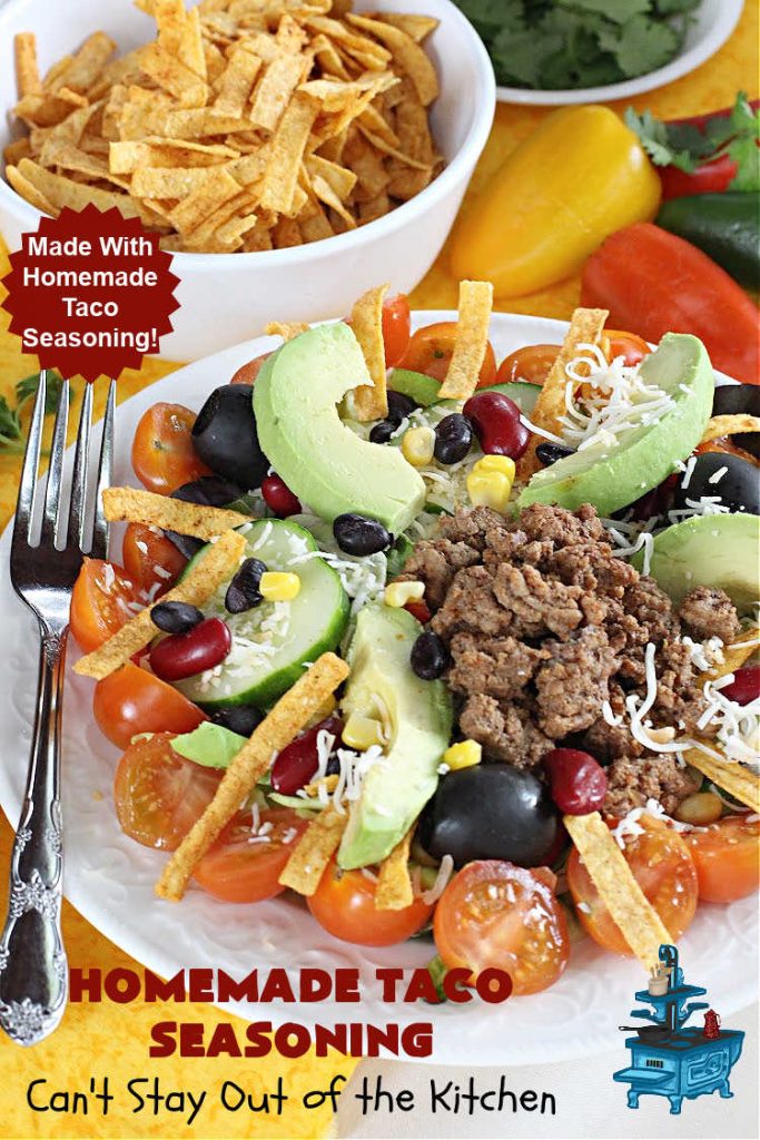 Homemade Taco Seasoning | Can't Stay Out of the Kitchen | this is such an easy way to whip up #HomemadeTacoSeasoning for any #TexMex #recipe including #salads, #skillets, #AppetizerDips or any #Mexican entree. You can make it in two minutes & it replaces a store-bought #TacoSeasoningPacket one-for-one. No MSG, sugar or fillers. #GlutenFree #vegan