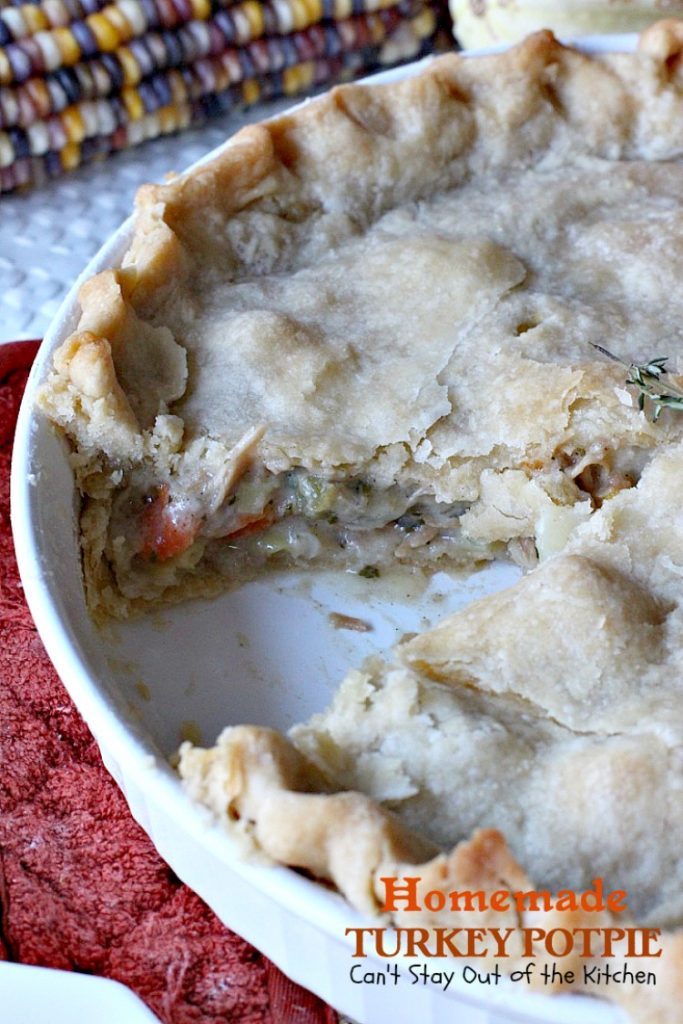 Homemade Turkey Potpie | Can't Stay Out of the Kitchen | the BEST #turkey or #chicken #potpie ever! I even used leftover veggies and it worked just as well. This recipe makes 3 large potpies so it's a great way to use up leftover chicken or turkey