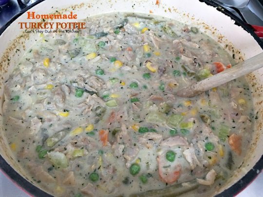 Homemade Turkey Potpie | Can't Stay Out of the Kitchen | the BEST #turkey or #chicken #potpie ever! I even used leftover veggies and it worked just as well. This recipe makes 3 large potpies so it's a great way to use up leftover chicken or turkey