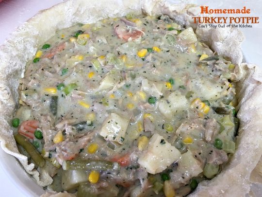 Homemade Turkey Potpie | Can't Stay Out of the Kitchen | the BEST #turkey or #chicken #potpie ever! I even used leftover veggies and it worked just as well. This recipe makes 3 large potpies so it's a great way to use up leftover chicken or turkey