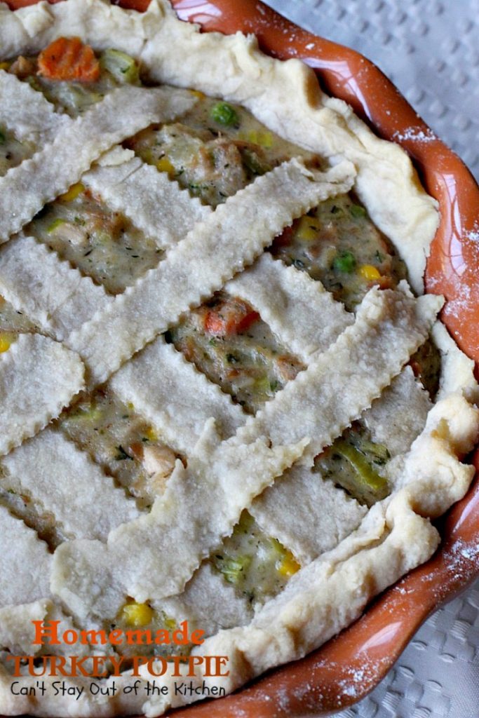 Homemade Turkey Potpie | Can't Stay Out of the Kitchen | the BEST #turkey or #chicken #potpie ever! I even used leftover veggies and it worked just as well. This recipe makes 3 large potpies so it's a great way to use up leftover chicken or turkey