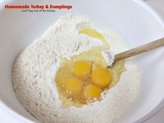 Homemade Turkey & Dumplings | Can't Stay Out of the Kitchen | my kid's favorite #soup when they were growing up. Succulent & delicious way to eat leftover #turkey. This one has step-by-step instructions for making homemade dumpling #noodles.