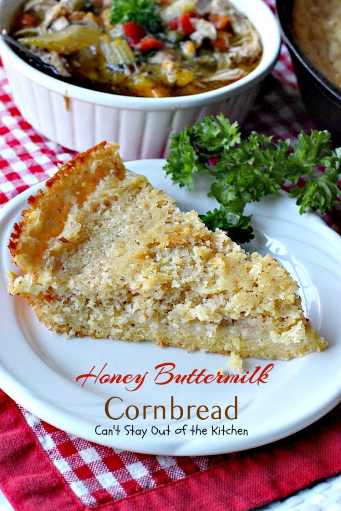 Honey Buttermilk Cornbread | Can't Stay Out of the Kitchen | my favorite #cleaneating version of #cornbread that is incredibly delicious. Bake in a #castironskillet or baking dish. Great #breakfast idea.