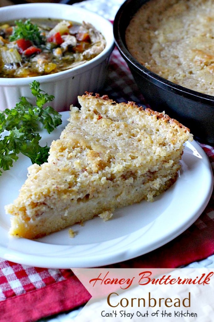 Honey Buttermilk Cornbread | Can't Stay Out of the Kitchen | my favorite #cleaneating version of #cornbread that is incredibly delicious. Bake in a #castironskillet or baking dish. Great #breakfast idea.