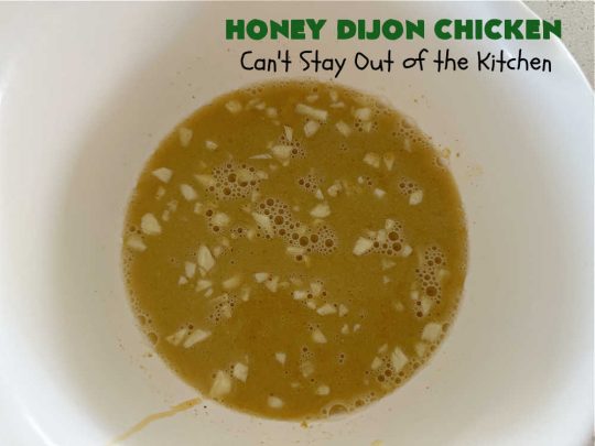 Honey Dijon Chicken | Can't Stay Out of the Kitchen | this savory & tasty #chicken #entree pops in flavor with #honey, seasonings, #DijonMustard & #PineappleJuice! You can bake this #recipe in the oven or use the stove-top method. It's a wonderful & easy chicken dish that can be served with or without #rice. Great for company dinners too. #ChickenThighs #GlutenFree #HoneyDijonChicken