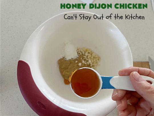 Honey Dijon Chicken | Can't Stay Out of the Kitchen | this savory & tasty #chicken #entree pops in flavor with #honey, seasonings, #DijonMustard & #PineappleJuice! You can bake this #recipe in the oven or use the stove-top method. It's a wonderful & easy chicken dish that can be served with or without #rice. Great for company dinners too. #ChickenThighs #GlutenFree #HoneyDijonChicken
