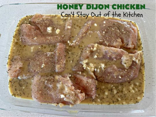 Honey Dijon Chicken | Can't Stay Out of the Kitchen | this savory & tasty #chicken #entree pops in flavor with #honey, seasonings, #DijonMustard & #PineappleJuice! You can bake this #recipe in the oven or use the stove-top method. It's a wonderful & easy chicken dish that can be served with or without #rice. Great for company dinners too. #ChickenThighs #GlutenFree #HoneyDijonChicken
