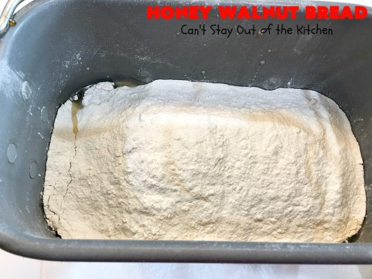 Honey Walnut Bread | Can't Stay Out of the Kitchen | delicious #HomemadeBread for the #Breadmaker! Made with #walnuts & #honey. Great for #breakfast or dinner. #HoneyWalnutBread