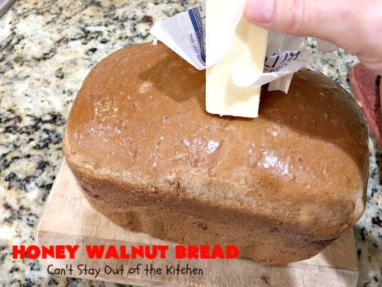 Honey Walnut Bread | Can't Stay Out of the Kitchen | delicious #HomemadeBread for the #Breadmaker! Made with #walnuts & #honey. Great for #breakfast or dinner. #HoneyWalnutBread