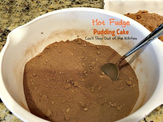 Hot Fudge Pudding Cake | Can't Stay Out of the Kitchen | this amazing #dessert makes its own #hotfudgesauce at the bottom of the dish after baking! It is a #chocolate lover's dream. #cake