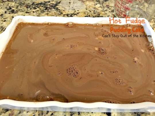 Hot Fudge Pudding Cake | Can't Stay Out of the Kitchen | this amazing #dessert makes its own #hotfudgesauce at the bottom of the dish after baking! It is a #chocolate lover's dream. #cake