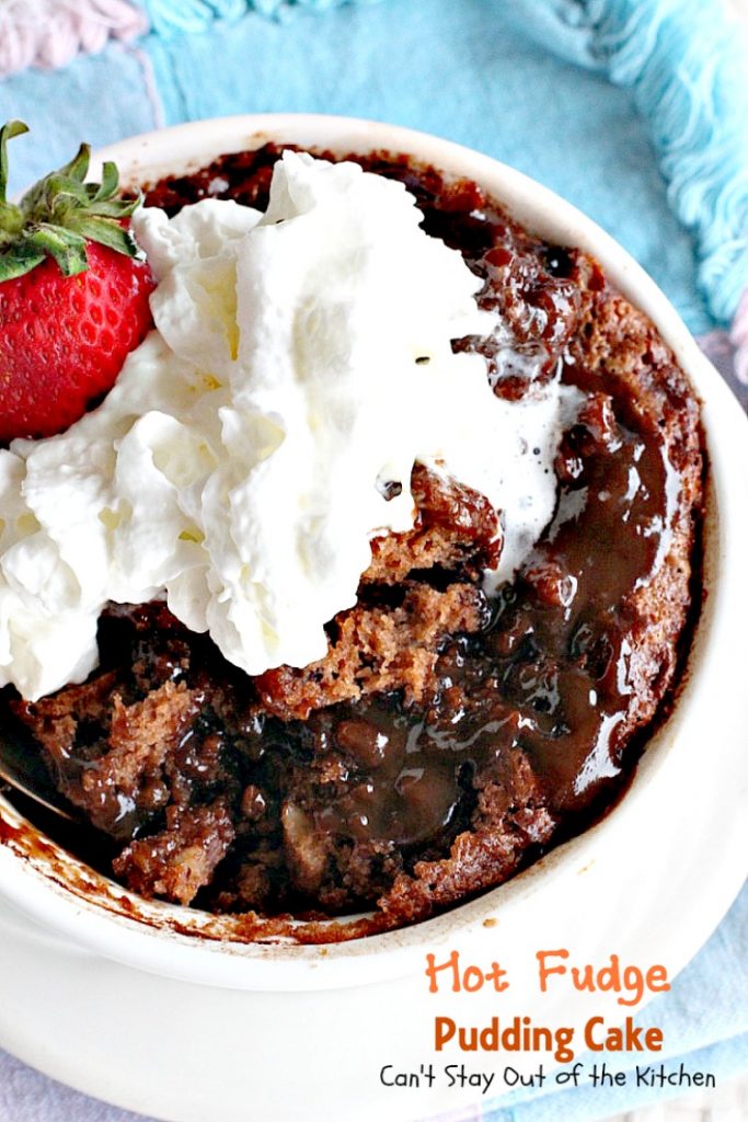 Hot Fudge Pudding Cake | Can't Stay Out of the Kitchen | this amazing #dessert makes its own #hotfudgesauce at the bottom of the dish after baking! It is a #chocolate lover's dream. #cake