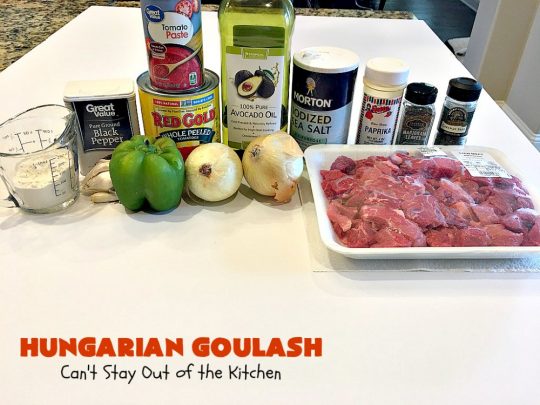 Hungarian Goulash | Can't Stay Out of the Kitchen | This old world favorite is a delicious #beefstew flavored with paprika & made with #tomatoes, bell peppers, onions & garlic. It's terrific served over #noodles or #pasta. #beef #stew #Hungarian #HungarianGoulash