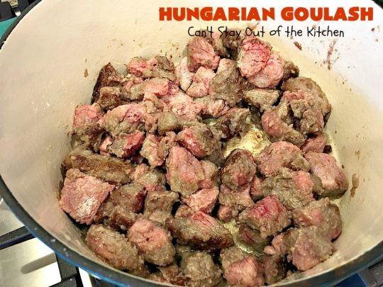Hungarian Goulash | Can't Stay Out of the Kitchen | This old world favorite is a delicious #beefstew flavored with paprika & made with #tomatoes, bell peppers, onions & garlic. It's terrific served over #noodles or #pasta. #beef #stew #Hungarian #HungarianGoulash