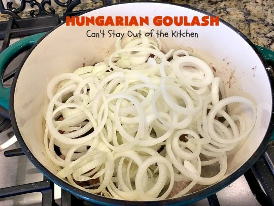 Hungarian Goulash | Can't Stay Out of the Kitchen | This old world favorite is a delicious #beefstew flavored with paprika & made with #tomatoes, bell peppers, onions & garlic. It's terrific served over #noodles or #pasta. #beef #stew #Hungarian #HungarianGoulash
