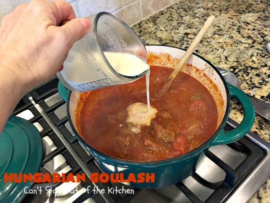 Hungarian Goulash | Can't Stay Out of the Kitchen | This old world favorite is a delicious #beefstew flavored with paprika & made with #tomatoes, bell peppers, onions & garlic. It's terrific served over #noodles or #pasta. #beef #stew #Hungarian #HungarianGoulash