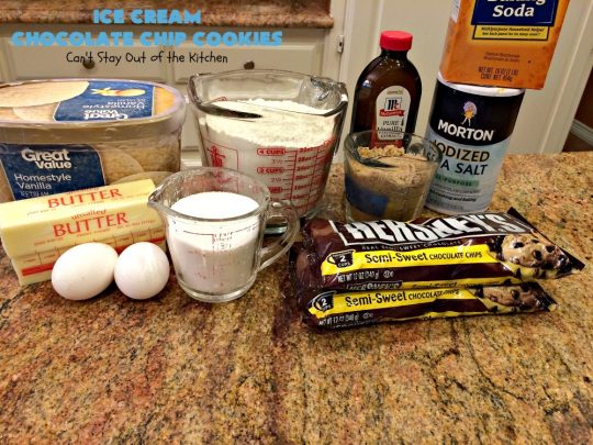 Ice Cream Chocolate Chip Cookies | Can't Stay Out of the Kitchen | No one will ever guess the secret ingredient in these spectacular #cookies is #IceCream! They're ooey, gooey, chocolaty & outrageously delicious. #tailgating #ChocolateChipCookies #chocolate #dessert #ChocolateDessert #IceCreamChocolateChipCookies