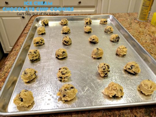 Ice Cream Chocolate Chip Cookies | Can't Stay Out of the Kitchen | No one will ever guess the secret ingredient in these spectacular #cookies is #IceCream! They're ooey, gooey, chocolaty & outrageously delicious. #tailgating #ChocolateChipCookies #chocolate #dessert #ChocolateDessert #IceCreamChocolateChipCookies