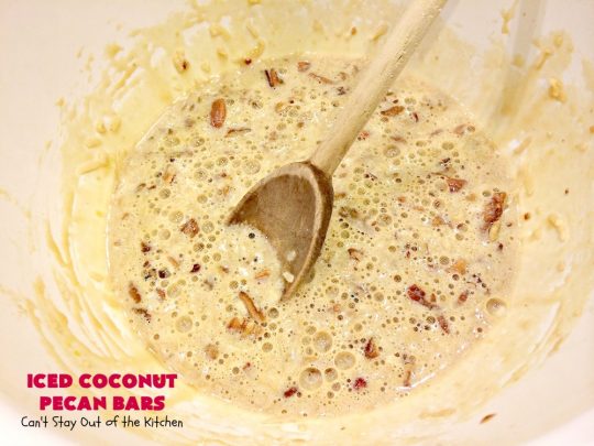 Iced Coconut Pecan Bars | Can't Stay Out of the Kitchen | this fabulous #cookie has a #coconut & #Pecan filling & a lovely citrus icing. Perfect for summer #holiday parties. #dessert