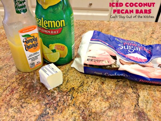 Iced Coconut Pecan Bars | Can't Stay Out of the Kitchen | this fabulous #cookie has a #coconut & #Pecan filling & a lovely citrus icing. Perfect for summer #holiday parties. #dessert