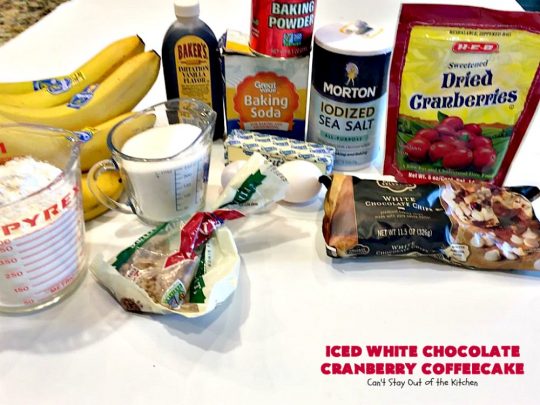 Iced White Chocolate Cranberry Coffeecake | Can't Stay Out of the Kitchen | this #coffeecake will make you drool! It's filled with white #chocolate & #craisins. Perfect for a #holiday #breakfast or #dessert.