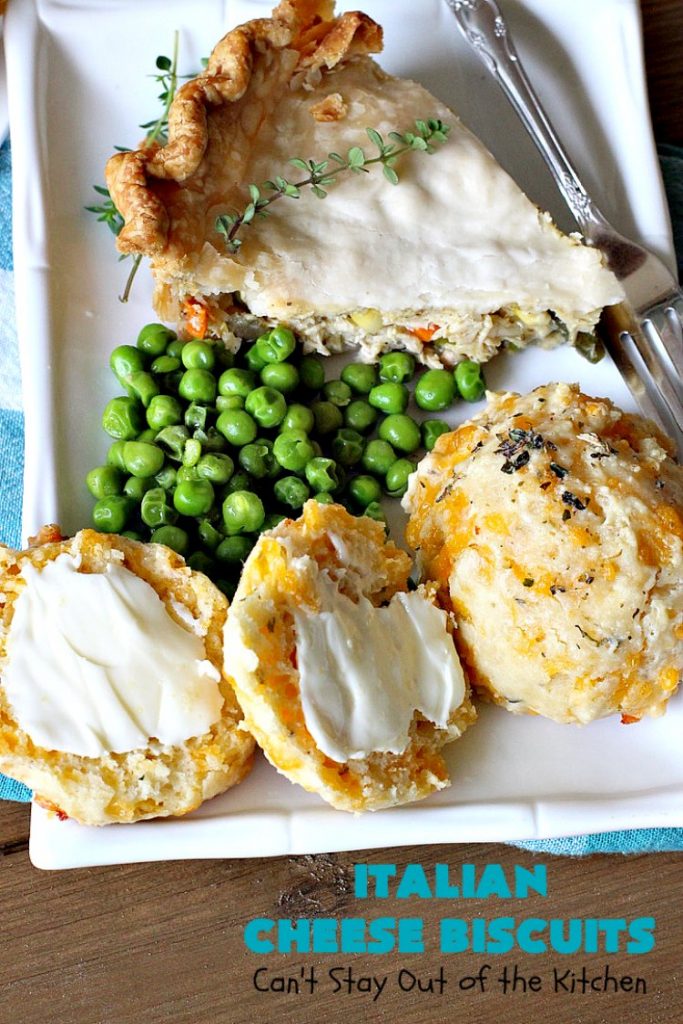 Italian Cheese Biscuits | Can't Stay Out of the Kitchen | these quick & easy drop #biscuits will knock your socks off! They can be made in 30 minutes making them an excellent choice for weeknight suppers. Terrific #SideDish for #FathersDay. #bread #CheddarCheese #Italian #CheeseBiscuits #ItalianCheeseBiscuits
