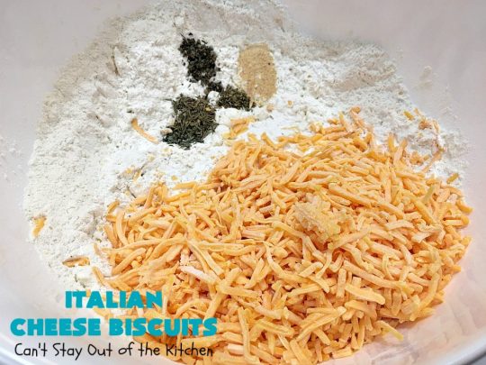Italian Cheese Biscuits | Can't Stay Out of the Kitchen | these quick & easy drop #biscuits will knock your socks off! They can be made in 30 minutes making them an excellent choice for weeknight suppers. Terrific #SideDish for #FathersDay. #bread #CheddarCheese #Italian #CheeseBiscuits #ItalianCheeseBiscuits