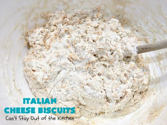Italian Cheese Biscuits | Can't Stay Out of the Kitchen | these quick & easy drop #biscuits will knock your socks off! They can be made in 30 minutes making them an excellent choice for weeknight suppers. Terrific #SideDish for #FathersDay. #bread #CheddarCheese #Italian #CheeseBiscuits #ItalianCheeseBiscuits