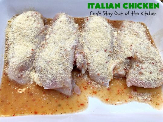 Italian Chicken | Can't Stay Out of the Kitchen | this quick & easy 4-ingredient #chicken entree is perfect for weeknight dinners when you're short on time. Tasty & delicious. #Italian #GlutenFree #ItalianChicken