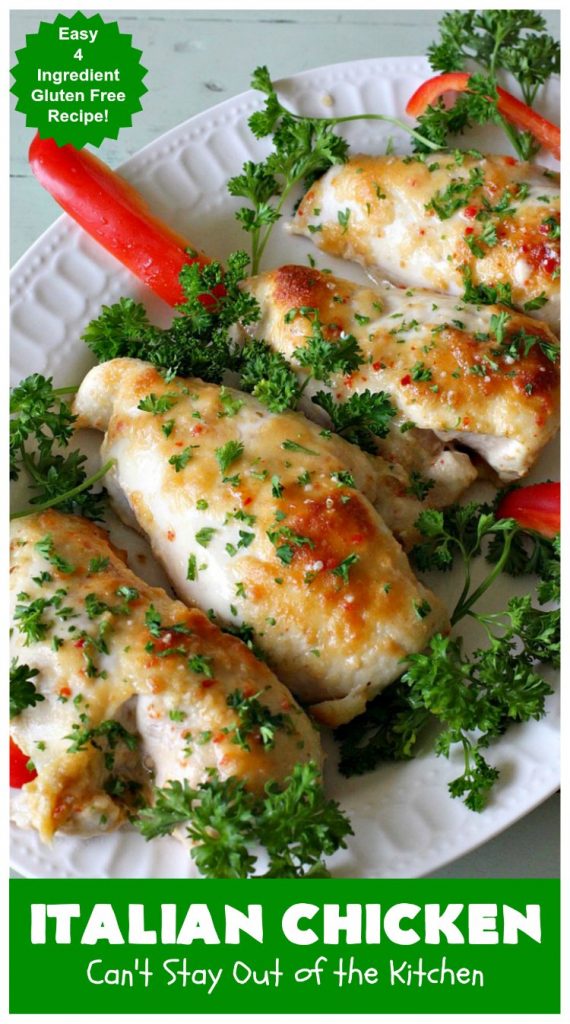 Italian Chicken | Can't Stay Out of the Kitchen | this quick & easy 4-ingredient #chicken entree is perfect for weeknight dinners when you're short on time. Tasty & delicious. #Italian #GlutenFree #ItalianChicken