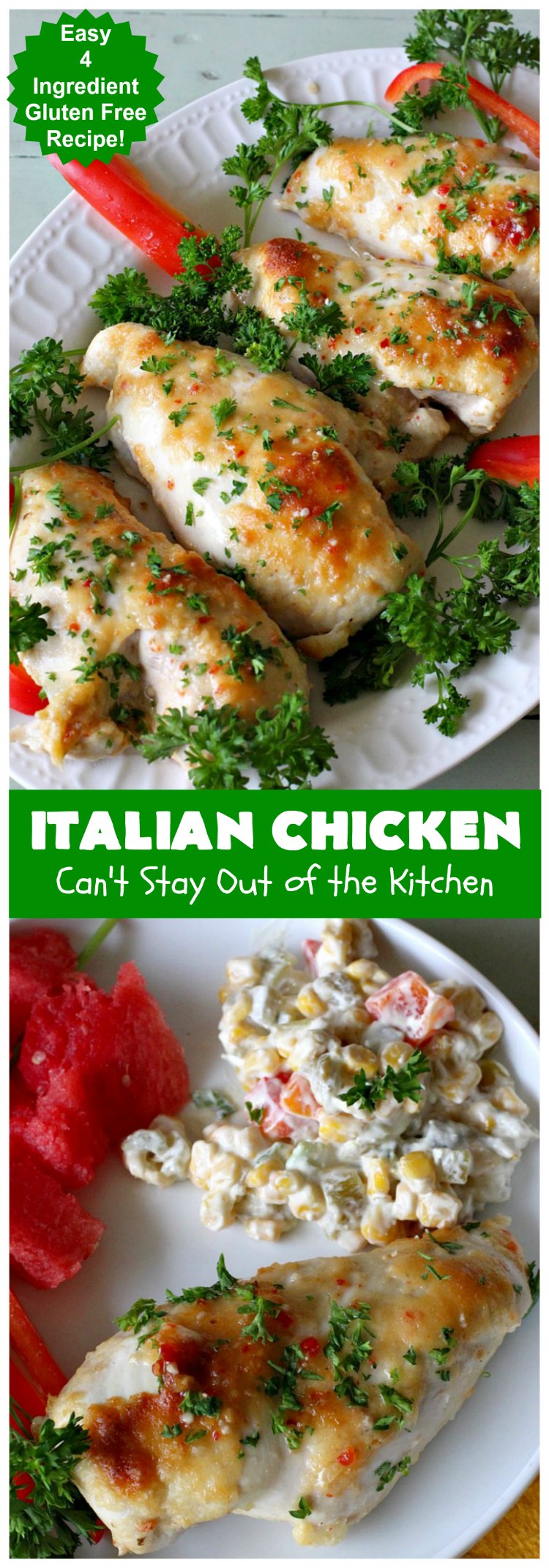 Italian Chicken | Can't Stay Out of the Kitchen | this quick & easy 4-ingredient #chicken entree is perfect for weeknight dinners when you're short on time. Tasty & delicious. #Italian #GlutenFree #ItalianChicken