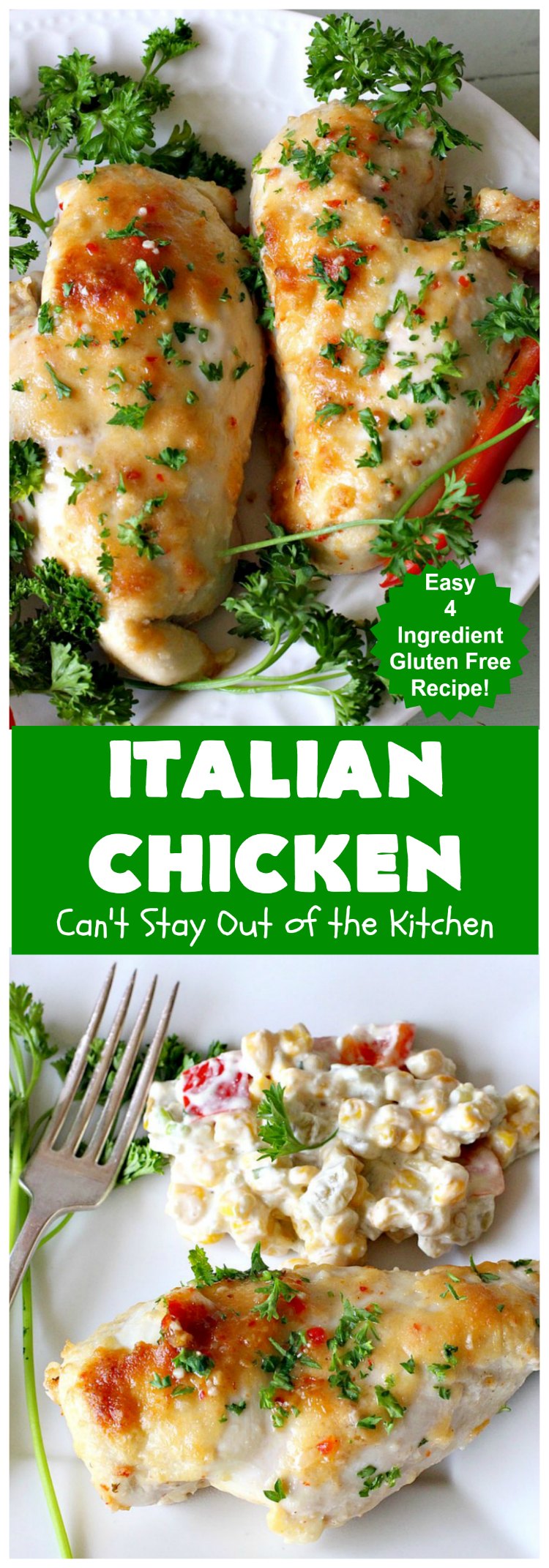 Italian Chicken | Can't Stay Out of the Kitchen | this quick & easy 4-ingredient #chicken entree is perfect for weeknight dinners when you're short on time. Tasty & delicious. #Italian #GlutenFree #ItalianChicken