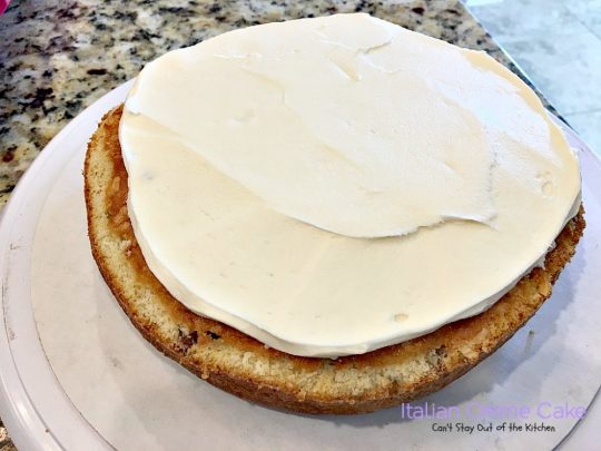 Italian Creme Cake | Can't Stay Out of the Kitchen | this is the perfect #dessert for #Easter! 3 layers of decadence that you'll swoon over! #cake #Italian