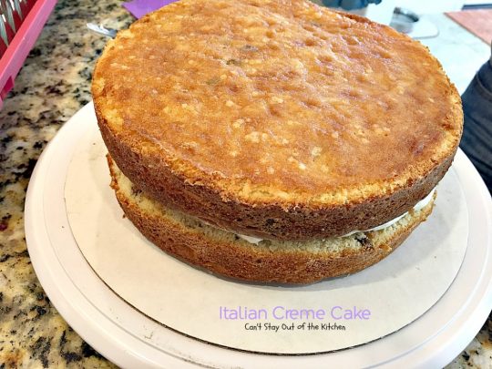 Italian Creme Cake | Can't Stay Out of the Kitchen | this is the perfect #dessert for #Easter! 3 layers of decadence that you'll swoon over! #cake #Italian