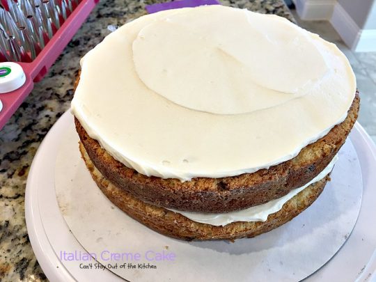 Italian Creme Cake | Can't Stay Out of the Kitchen | this is the perfect #dessert for #Easter! 3 layers of decadence that you'll swoon over! #cake #Italian
