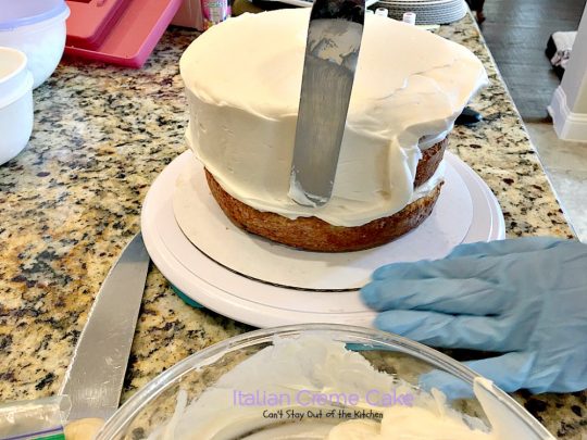 Italian Creme Cake | Can't Stay Out of the Kitchen | this is the perfect #dessert for #Easter! 3 layers of decadence that you'll swoon over! #cake #Italian
