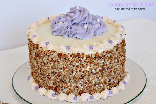 Italian Creme Cake | Can't Stay Out of the Kitchen | this is the perfect #dessert for #Easter! 3 layers of decadence that you'll swoon over! #cake #Italian