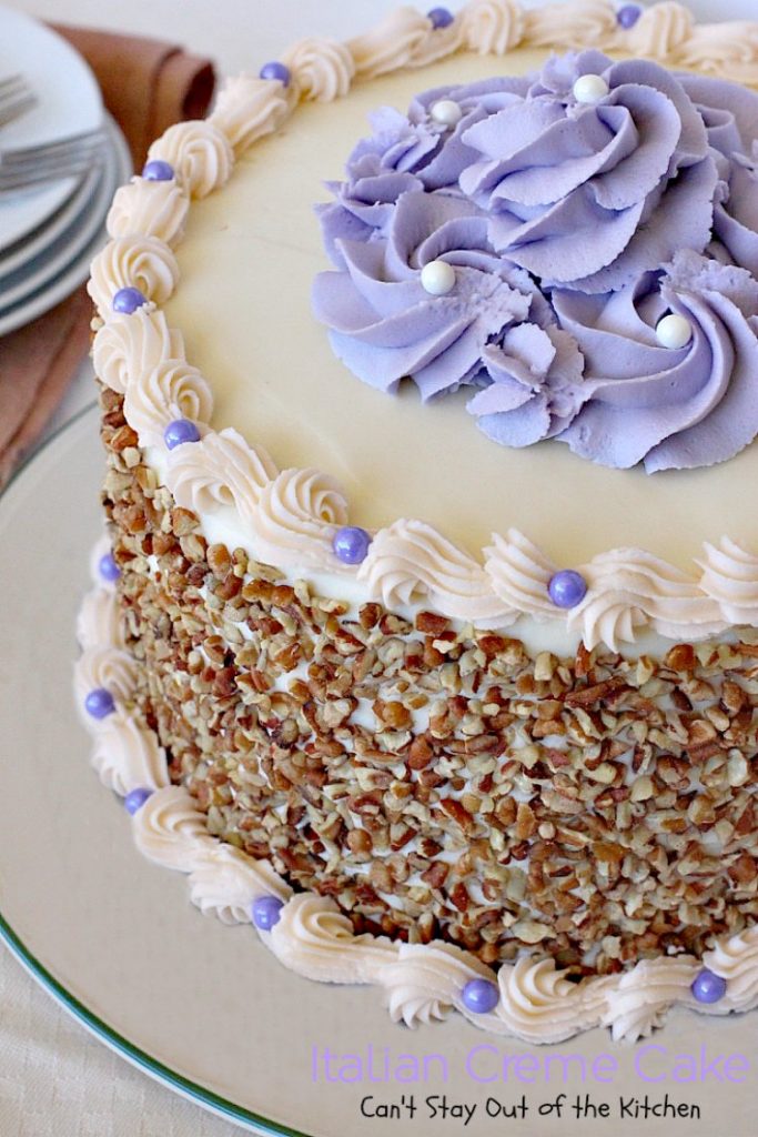Italian Creme Cake | Can't Stay Out of the Kitchen | this is the perfect #dessert for #Easter! 3 layers of decadence that you'll swoon over! #cake #Italian