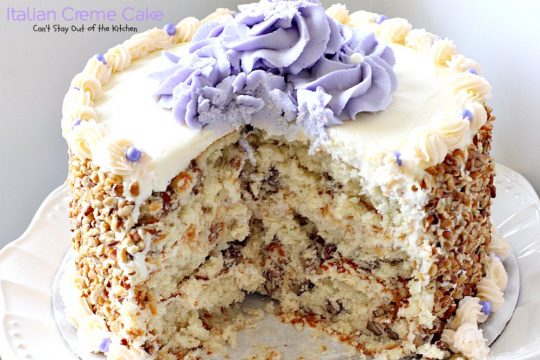 Italian Creme Cake | Can't Stay Out of the Kitchen | this is the perfect #dessert for #Easter! 3 layers of decadence that you'll swoon over! #cake #Italian